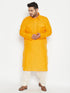 Men's Plus Size Mustard Cotton Blend Pathani Kurta