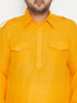 Men's Plus Size Mustard Cotton Blend Pathani Kurta