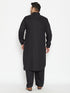 Men's Plus Size Black Cotton Blend Pathani Set