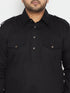 Men's Plus Size Black Cotton Blend Pathani Set