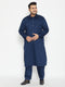 Men's Plus Size Blue Cotton Blend Pathani Set