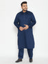 Men's Plus Size Blue Cotton Blend Pathani Set