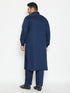 Men's Plus Size Blue Cotton Blend Pathani Set