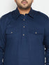 Men's Plus Size Blue Cotton Blend Pathani Set