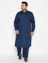 Men's Plus Size Blue Cotton Blend Pathani Set