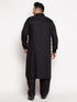Men's Plus Size Black Cotton Blend Pathani Kurta