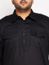 Men's Plus Size Black Cotton Blend Pathani Kurta