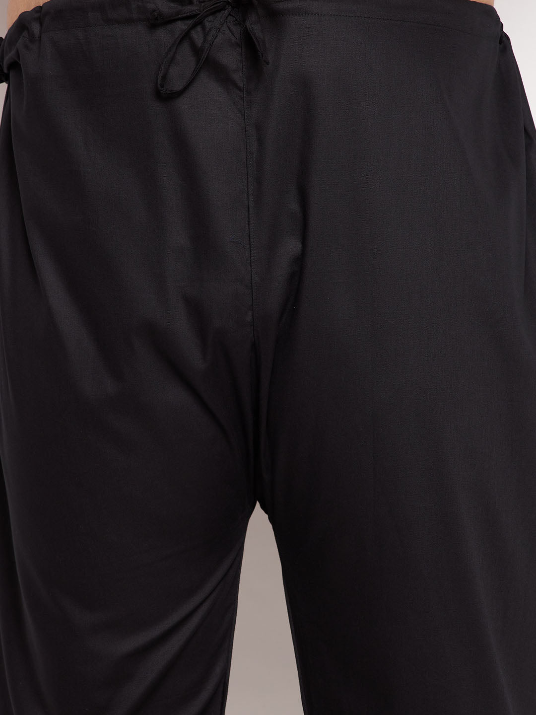 Men's Plus Size Black Cotton Blend Pathani Kurta