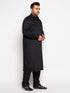 Men's Plus Size Black Cotton Blend Pathani Kurta