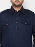 Men's Plus Size Blue Cotton Blend Pathani Kurta
