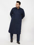 Men's Plus Size Blue Cotton Blend Pathani Kurta
