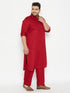 Men's Plus Size Maroon Cotton Blend Pathani Set