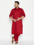Men's Plus Size Maroon Cotton Blend Pathani Set