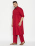 Men's Plus Size Maroon Cotton Blend Pathani Set