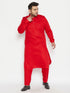 Men's Plus Size Red Cotton Blend Pathani Set