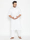 Men's Plus Size White Cotton Blend Pathani Set