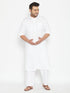 Men's Plus Size White Cotton Blend Pathani Set