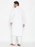 Men's Plus Size White Cotton Blend Pathani Set