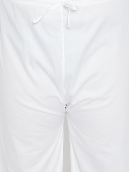 Men's Plus Size White Cotton Blend Pathani Set