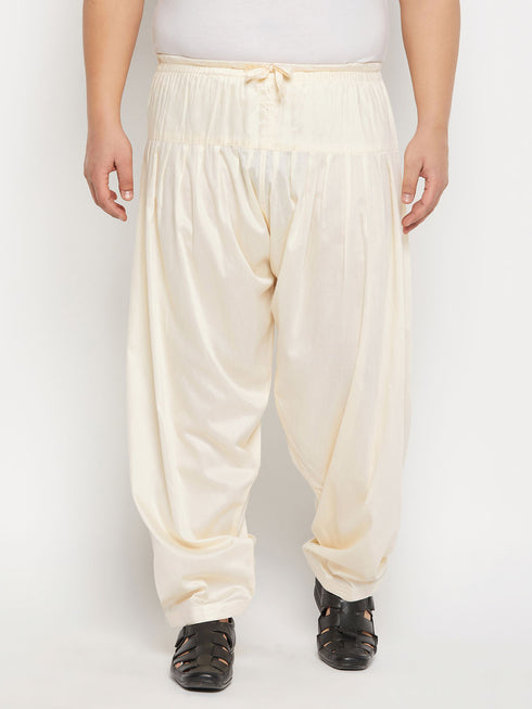 Men's Plus Size Cream Cotton Blend Patiala