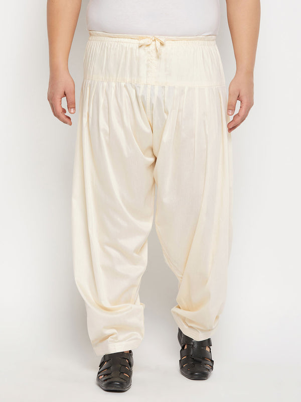 Men's Plus Size Cream Cotton Blend Patiala