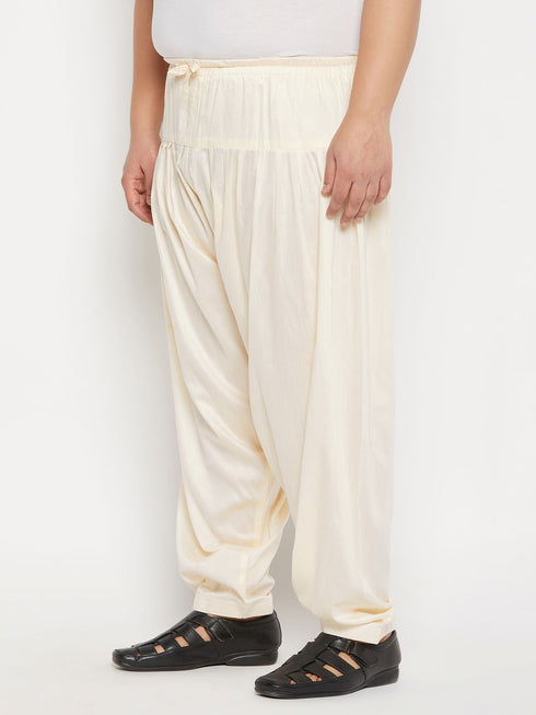 Men's Plus Size Cream Cotton Blend Patiala