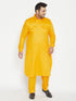 Men's Plus Size Yellow Cotton Blend Pathani Set