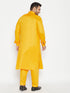 Men's Plus Size Yellow Cotton Blend Pathani Set