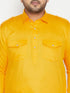 Men's Plus Size Yellow Cotton Blend Pathani Set