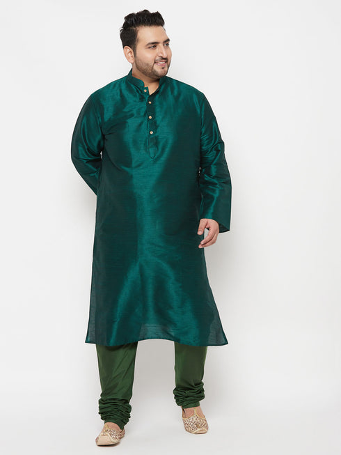VASTRAMAY Men's Plus Size Dark Green Pyjama
