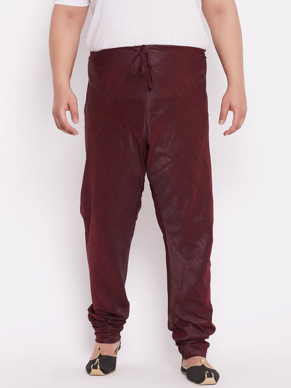 Vastramay Men's Plus Size Wine Silk Blend Pyjama