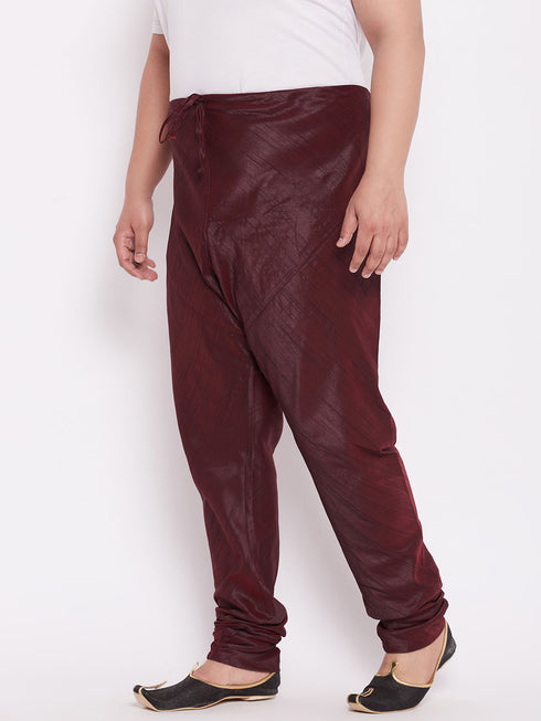 Vastramay Men's Plus Size Wine Silk Blend Pyjama