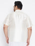 Men's Plus Size Cream Silk Blend Ethnic Shirt