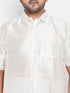Men's Plus Size Cream Silk Blend Ethnic Shirt