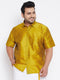 Men's Plus Size Mustard Silk Blend Ethnic Shirt