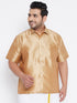 Men's Plus Size Rose Gold Silk Blend Ethnic Shirt
