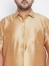 Men's Plus Size Rose Gold Silk Blend Ethnic Shirt