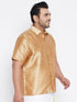 Men's Plus Size Rose Gold Silk Blend Ethnic Shirt