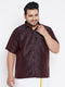 Men's Plus Size Wine Silk Blend Ethnic Shirt