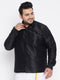Men's Plus Size Black Silk Blend Ethnic Shirt