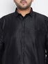 Men's Plus Size Black Silk Blend Ethnic Shirt