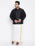 Men's Plus Size Black Silk Blend Ethnic Shirt
