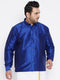 Men's Plus Size Blue Silk Blend Ethnic Shirt