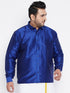 Men's Plus Size Blue Silk Blend Ethnic Shirt