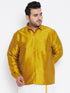 Men's Plus Size Mustard Silk Blend Ethnic Shirt