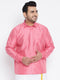 Men's Plus Size Pink Silk Blend Ethnic Shirt