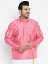Men's Plus Size Pink Silk Blend Ethnic Shirt