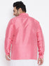 Men's Plus Size Pink Silk Blend Ethnic Shirt