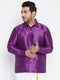 Men's Plus Size Purple Silk Blend Ethnic Shirt