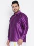 Men's Plus Size Purple Silk Blend Ethnic Shirt